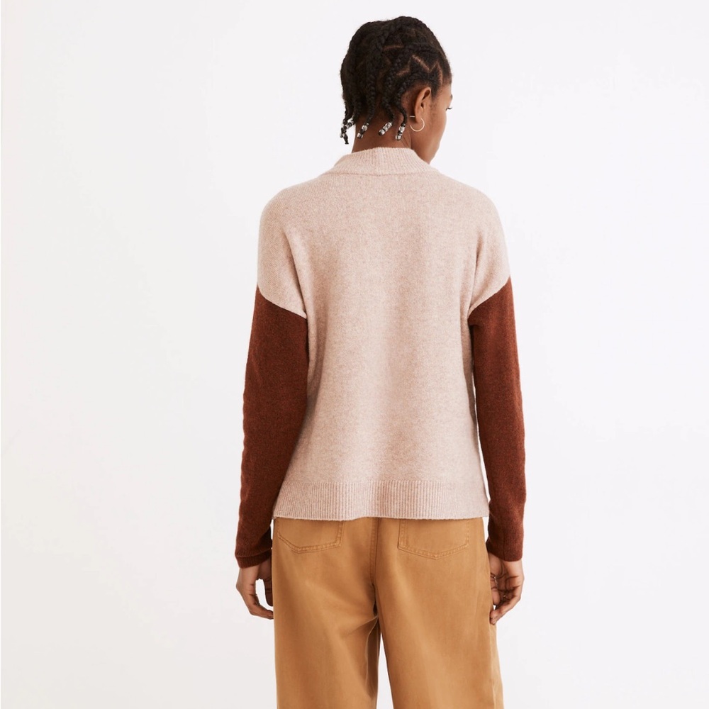 Madewell Redmond Mockneck Pocket Sweater in Colorblock Sz L - Picture 4 of 9
